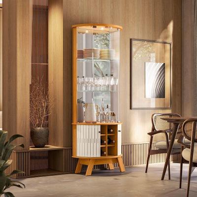 Cristaleira De Vidro Com Led 67cm Sala De Jantar Ravion M20 - D'rossi Cor Cinamomo E Off White