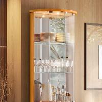 Cristaleira De Vidro Com Led 67cm Sala De Jantar Ravion M20 - D'rossi Cor Cinamomo E Off White