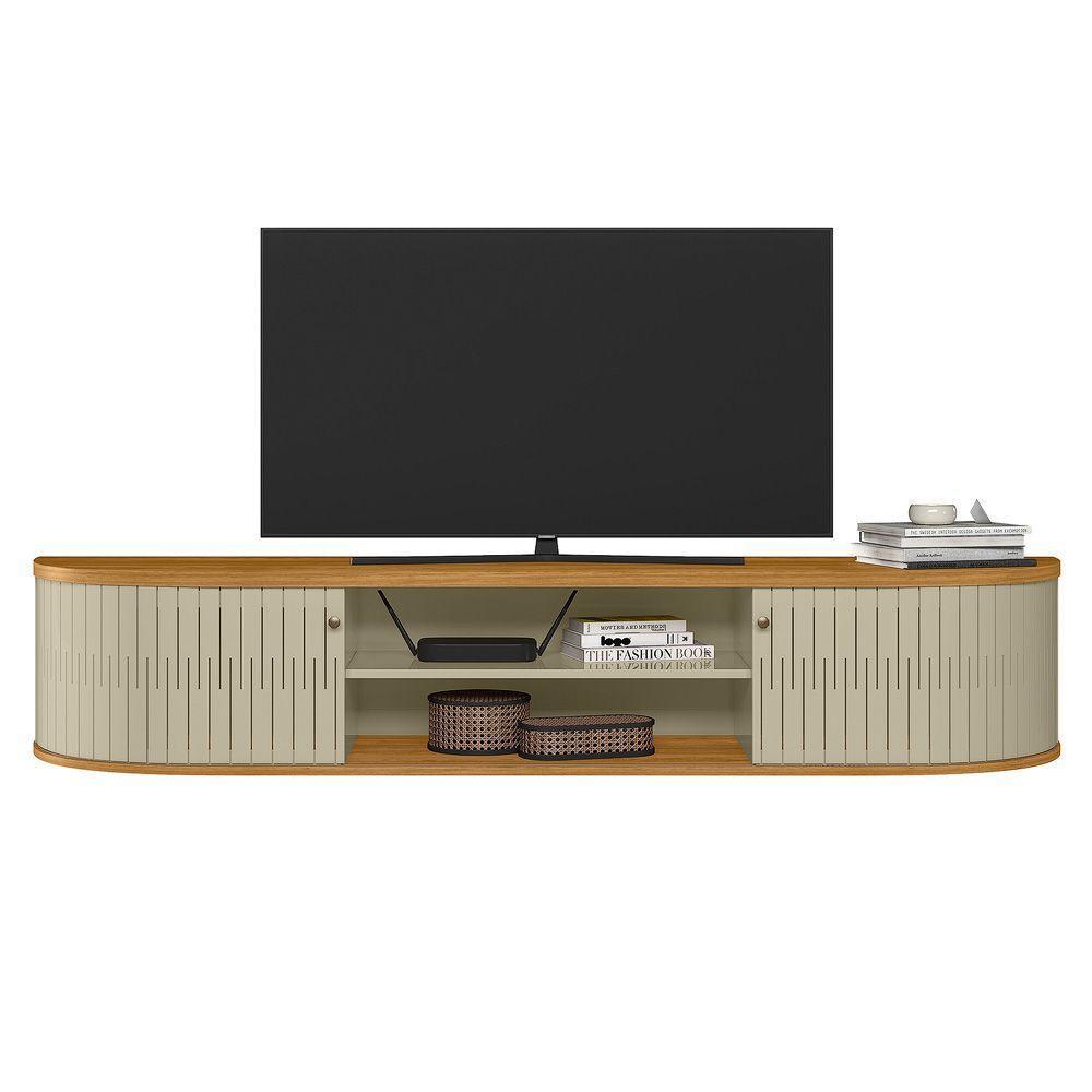 Rack Tv 75 Pol 183cm Bancada Suspenso Ripado Aurenzo M20 - D'rossi Cor Cumaru E Opala - 2