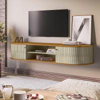 Rack Tv 75 Pol 183cm Bancada Suspenso Ripado Aurenzo M20 - D'rossi Cor Cumaru E Opala - 1