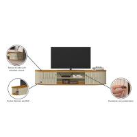 Rack Tv 75 Pol 183cm Bancada Suspenso Ripado Aurenzo M20 - D'rossi Cor Cumaru E Opala