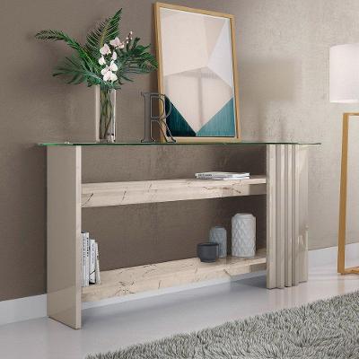 Aparador De Sala Com Prateleiras 150cm Mirezi M20 - D'rossi Cor Calacata E Off White