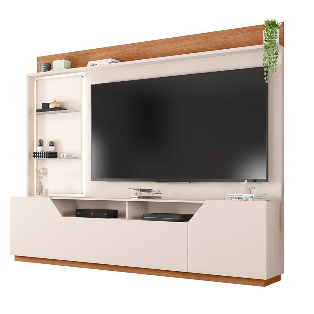 Estante Tv 65 Pol 240cm Sala De Estar Samanta Off White/freijó C01 - D'rossi - 6