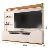 Estante Tv 65 Pol 240cm Sala De Estar Samanta Off White/freijó C01 - D'rossi