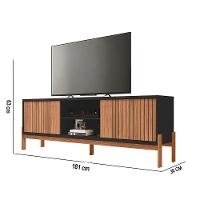 Rack Tv 72 Pol 180cm Bancada Ripado Para Sala Kellem C01 - D'rossi Cor Freijó/preto - 3