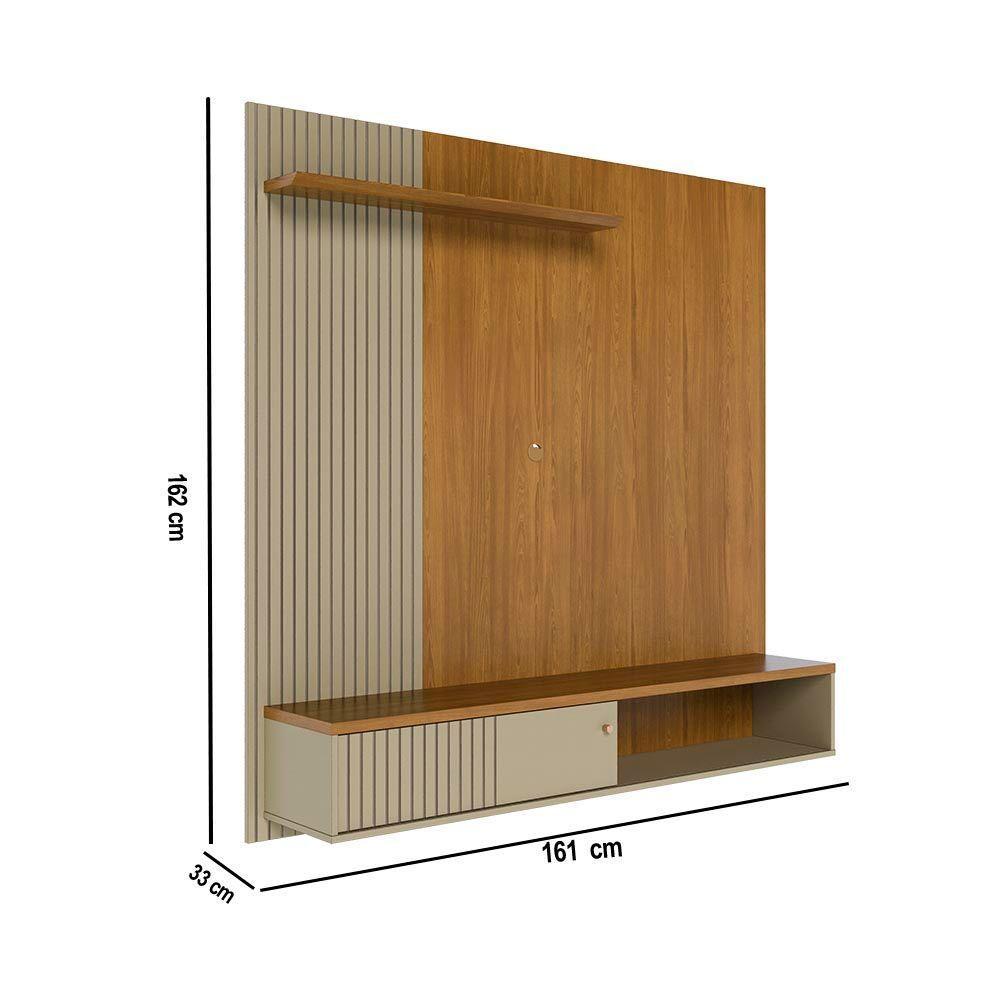 Painel Tv 65 Pol 161cm Bancada Suspensa Para Sala Dorema M20 - D'rossi Cor Cumaru E Opala - 5