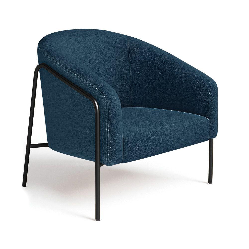 Poltrona Sala Industrial Alta Preto Stella Bouclê Azul Marinho D03 - D'rossi - 2