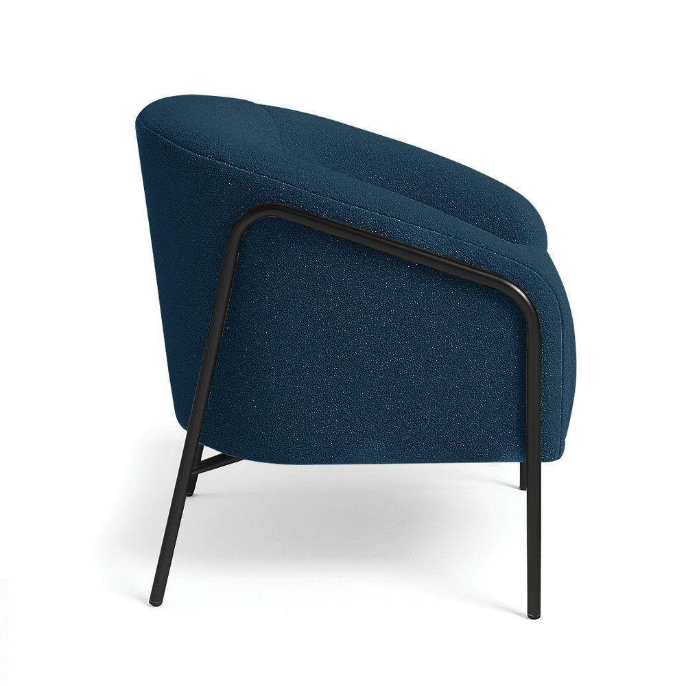 Poltrona Sala Industrial Alta Preto Stella Bouclê Azul Marinho D03 - D'rossi - 5