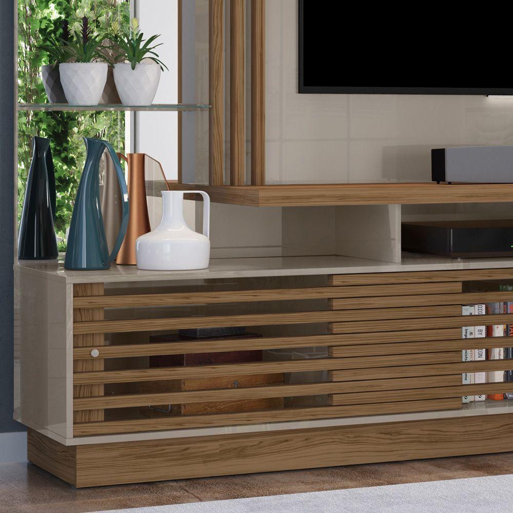 Estante De Tv 60 Pol 200cm Sala De Estar Lumari Fendi-naturale M20 - D'rossi - 5