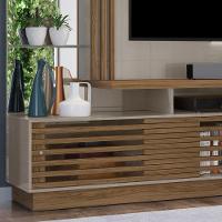 Estante De Tv 60 Pol 200cm Sala De Estar Lumari Fendi-naturale M20 - D'rossi - 5