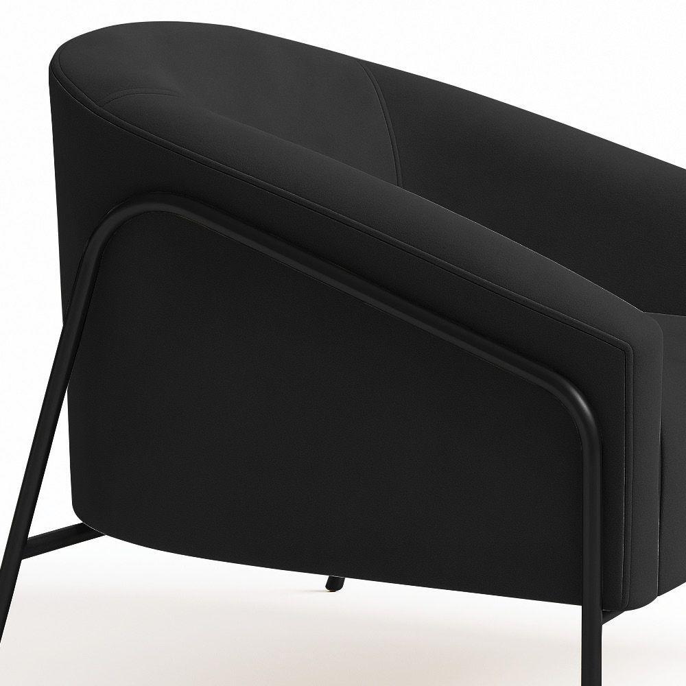 Poltrona Sala Industrial Alta Preto Stella Suede Preto D03 - D'rossi - 6