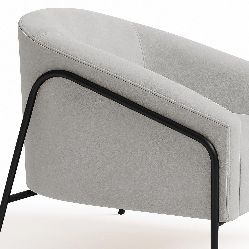 Poltrona Sala Industrial Alta Preto Kit 2 Stella Suede Cinza D03 - D'rossi - 8