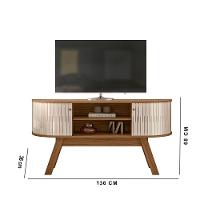 Rack Tv 55 Pol 136cm Bancada Para Sala Rylan M20 - D'rossi Cor Naturale E Off White - 3