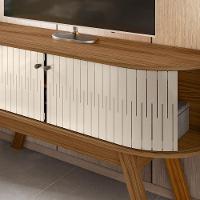 Rack Tv 55 Pol 136cm Bancada Para Sala Rylan M20 - D'rossi Cor Naturale E Off White