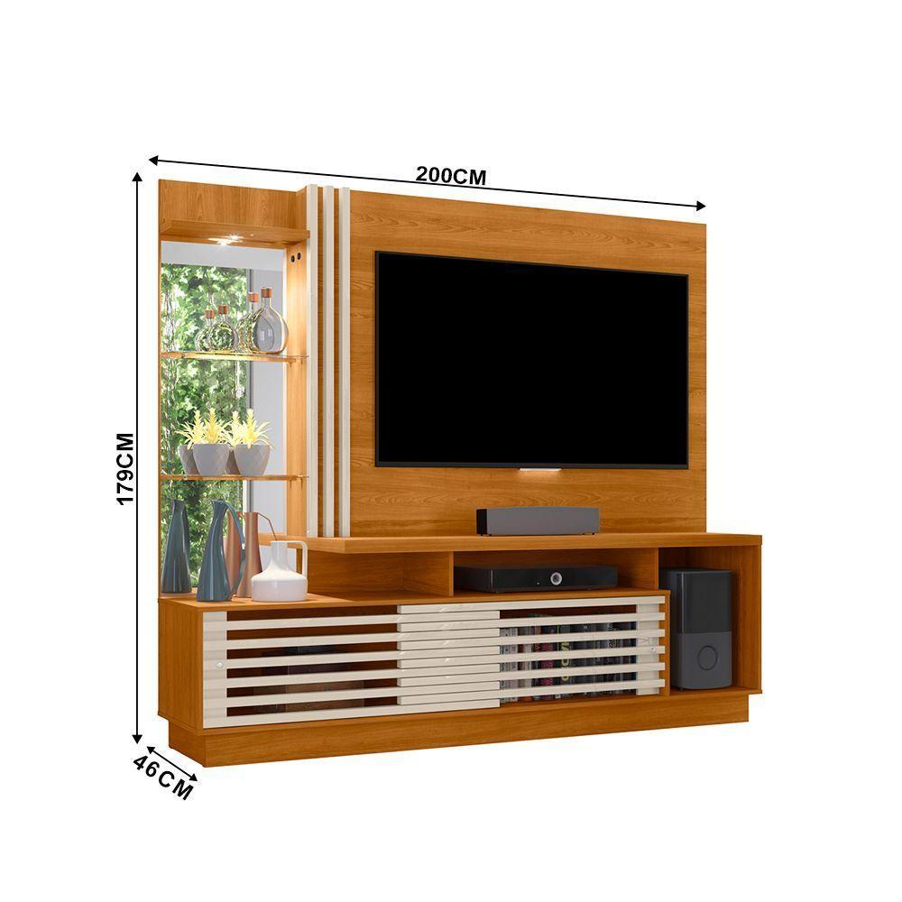 Estante De Tv 60 Pol 200cm Sala De Estar Lumari M20 - D'rossi Fendi E Naturale - 3