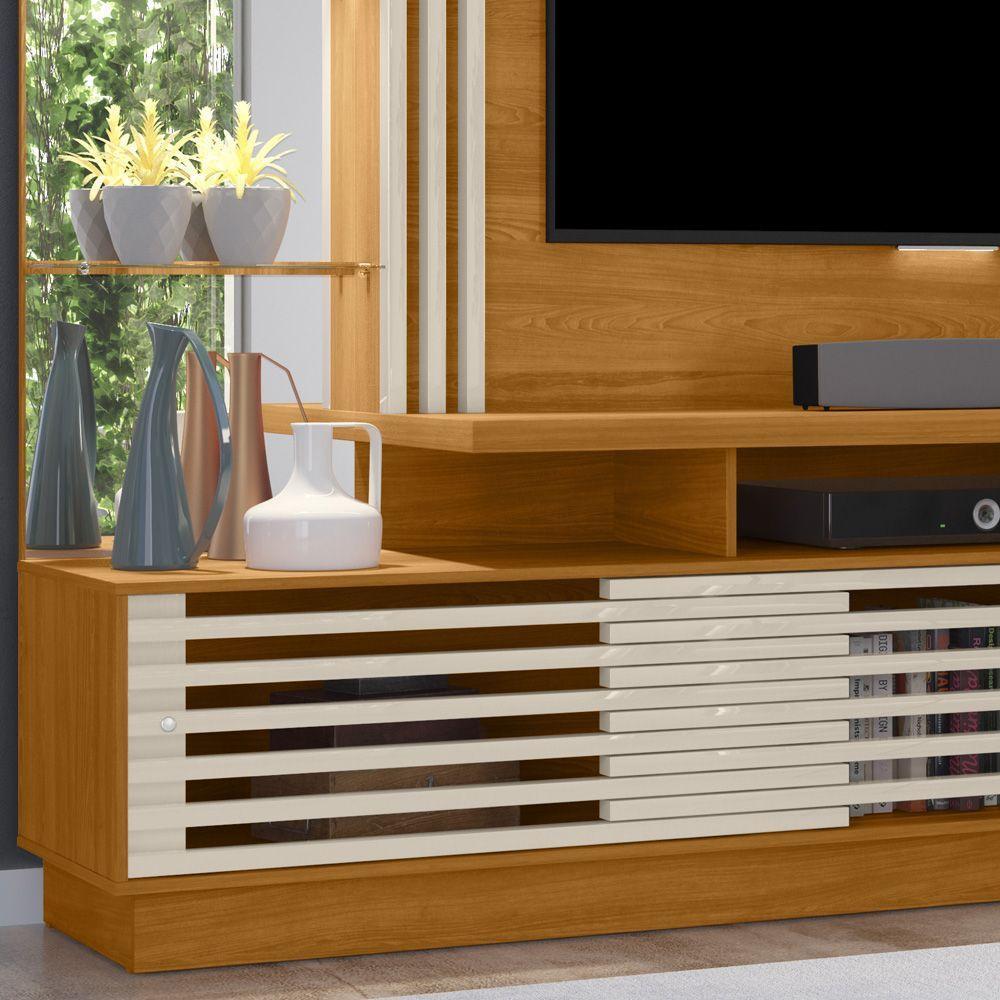 Estante De Tv 60 Pol 200cm Sala De Estar Lumari M20 - D'rossi Fendi E Naturale - 5