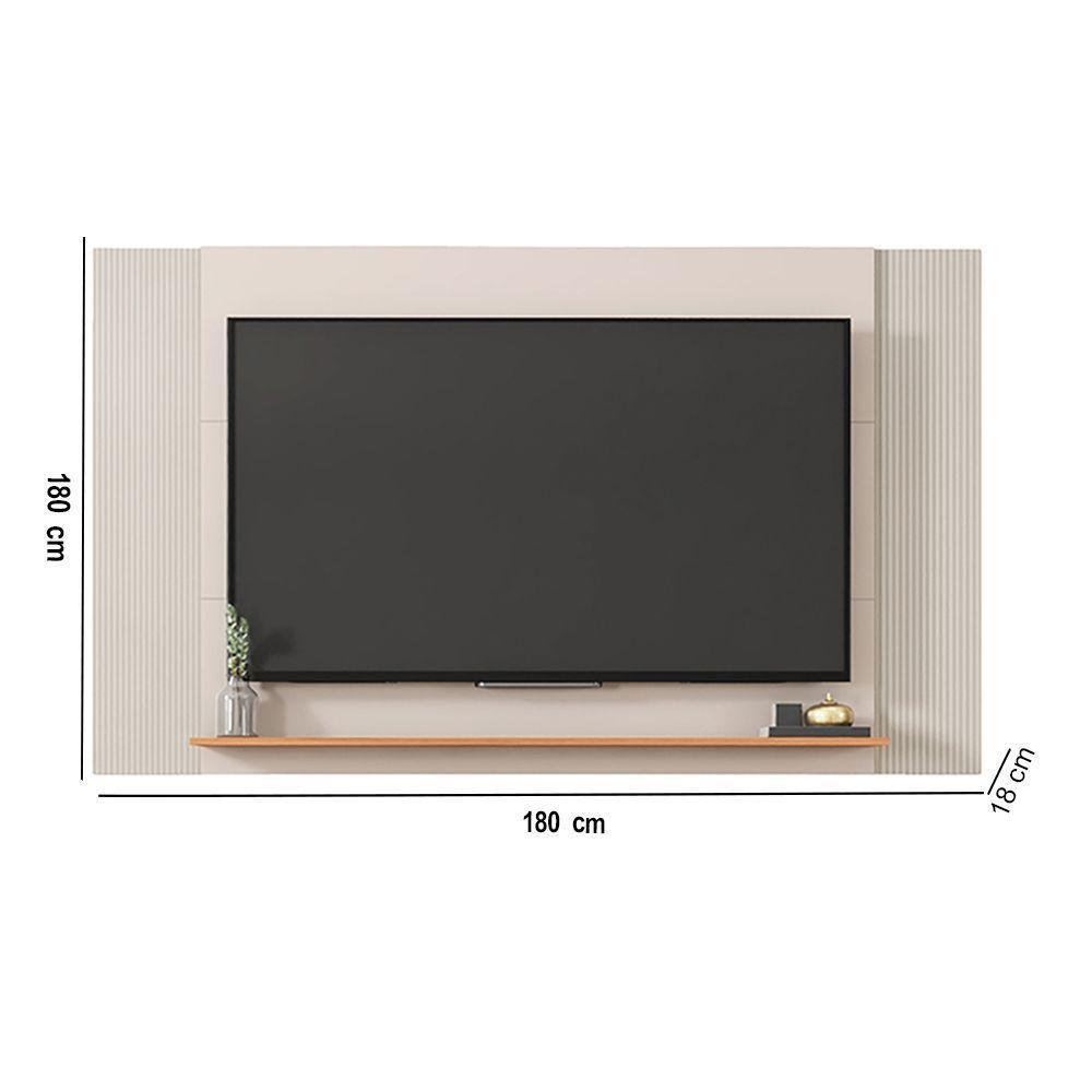 Painel Tv 60 Pol 160cm Com Rack Bancada Para Sala Hylon M20 - D'rossi Cor Off White E Freijó - 3