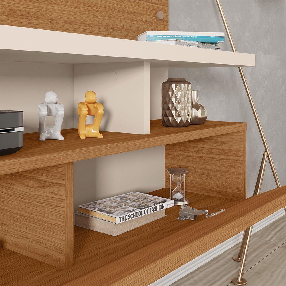 Painel Tv 55 Pol 136cm Bancada Suspensa Sala Layanne Freijó/off White C01 - D'rossi - 5