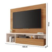 Painel Tv 55 Pol 136cm Bancada Suspensa Sala Layanne Freijó/off White C01 - D'rossi - 3
