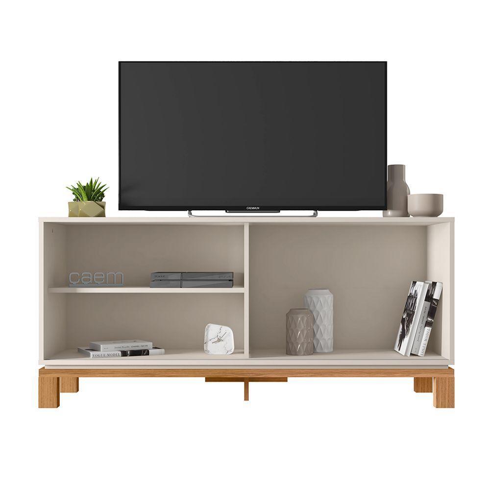 Rack Bancada Tv Para Sala De Estar 136cm Visari C01 - D'rossi Cor Off White/freijó - 4