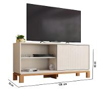 Rack Bancada Tv Para Sala De Estar 136cm Visari C01 - D'rossi Cor Off White/freijó - 3