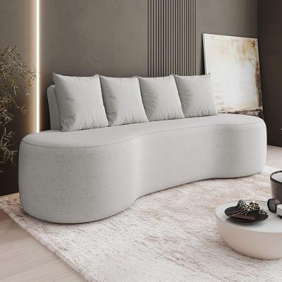 Sofá 3 Lugares Orgânico 210cm Com Almofadas Benin Bouclê Cinza B03 - D'rossi