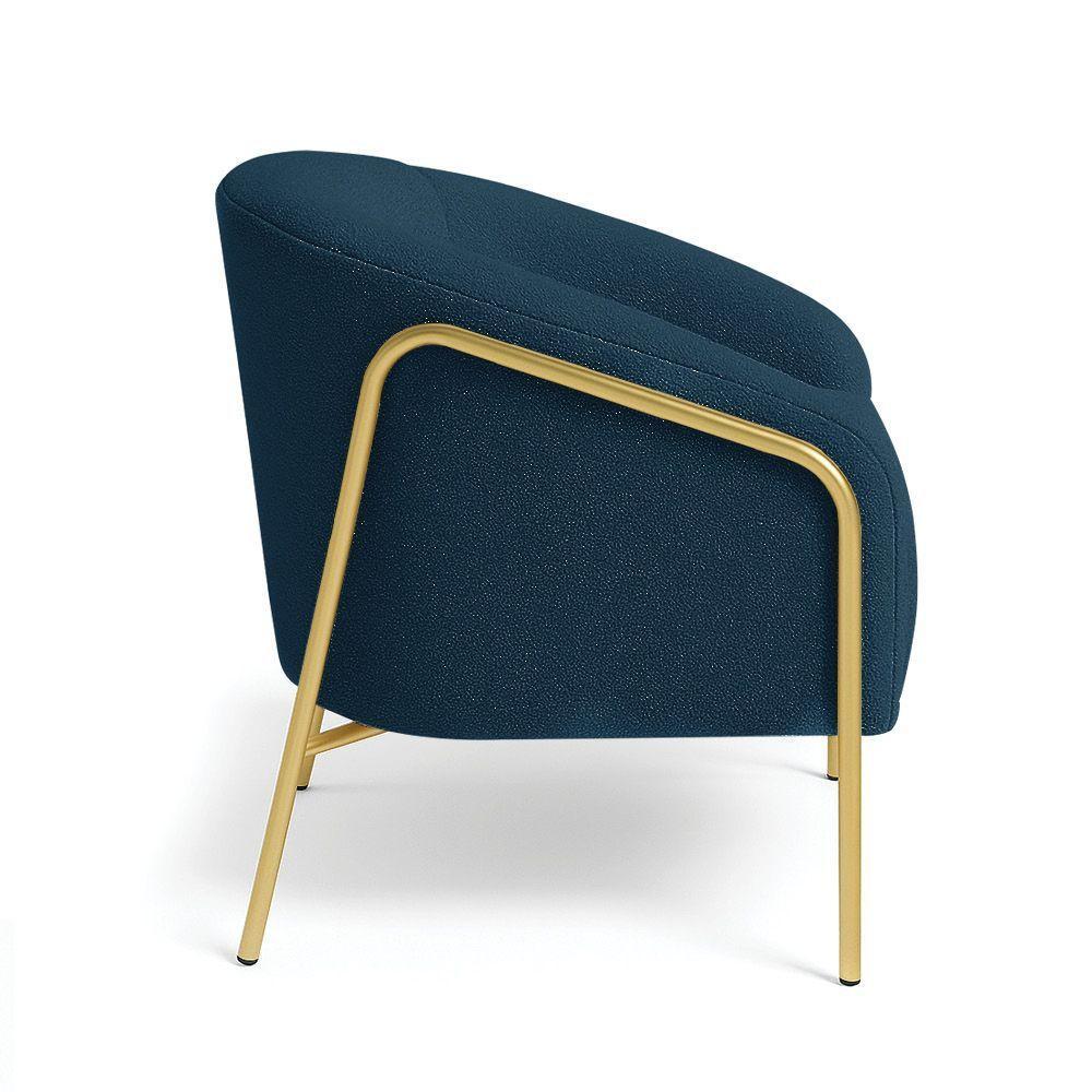 Poltrona Sala Industrial Alta Dourado Stella Bouclê Azul M D03 - D'rossi - 5