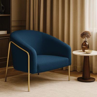 Poltrona Sala Stella Bouclé Azul M D03 Industrial Alta Azul Dourado D'Rossi