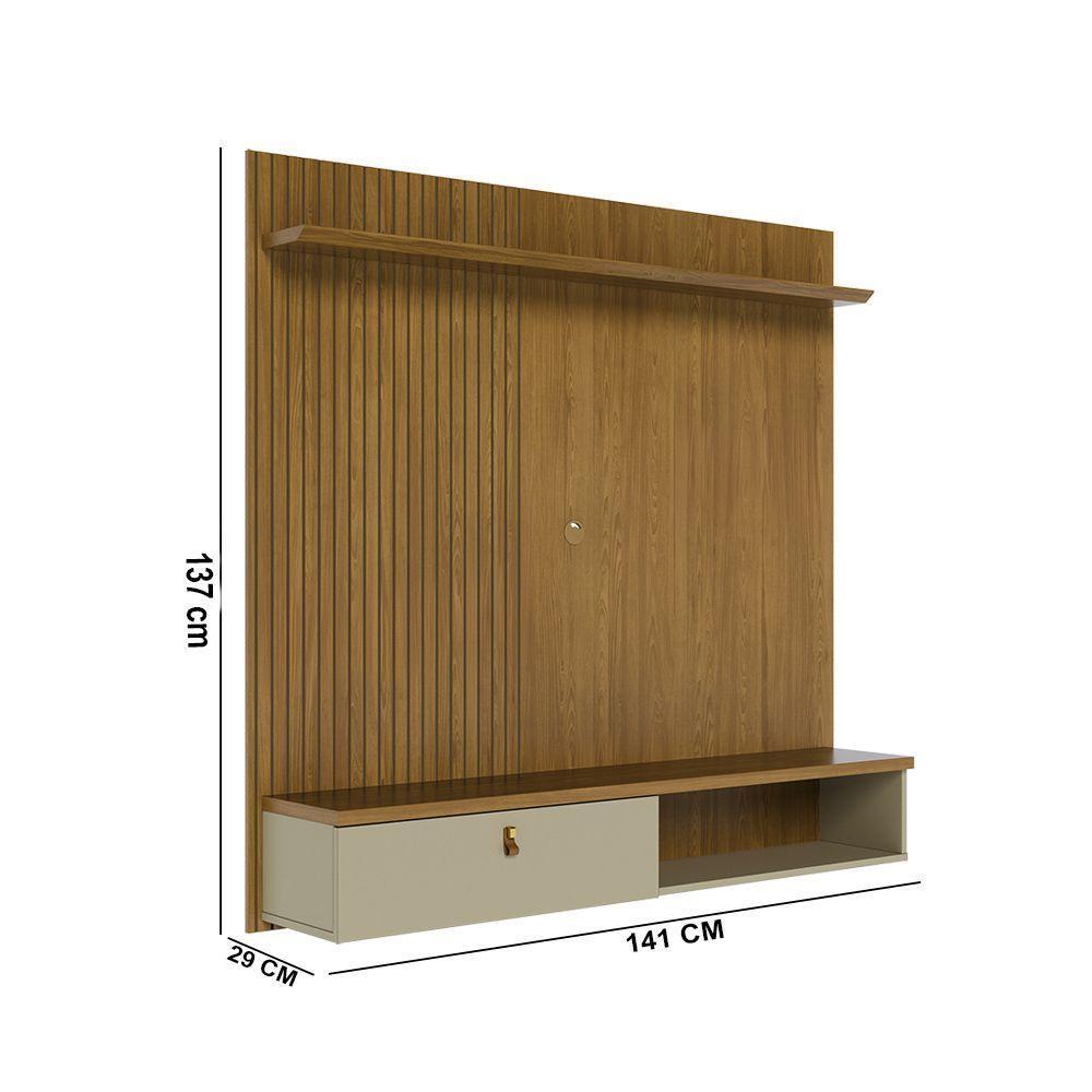 Painel Tv 55 Pol 141cm Bancada Suspensa Para Sala Seluna M20 - D'rossi Cor Cumaru E Opala - 3