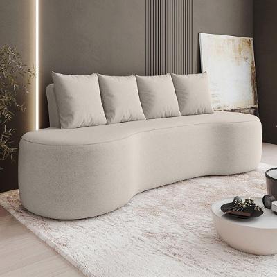 Sofá 3 Lugares Orgânico 210cm Com Almofadas Benin Bouclê Bege B03 - D'rossi