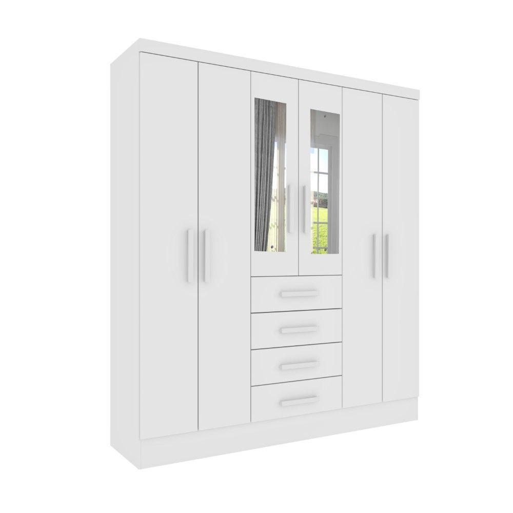 Roupeiro Arizona Com Espelho 6 Portas Tcil neve - 1