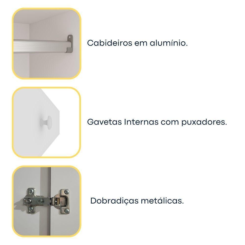 Roupeiro Arizona Com Espelho 6 Portas Tcil neve - 4