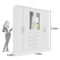 Roupeiro Arizona Com Espelho 6 Portas Tcil neve - 2