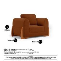 Kit 02 Poltronas E 01 Sofá Bloom 160cm 02 Lugares Com Pés De Madeira Bouclê Terracota - Abmaza - 3