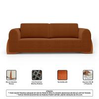 Kit 02 Poltronas E 01 Sofá Bloom 200cm 03 Lugares Com Pés De Madeira Bouclê Terracota - Abmaza - 7