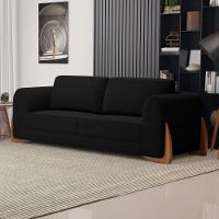 Sofá Living Bloom 160cm 02 Lugares Com Pés De Madeira Bouclê Preto - Abmaza - 2