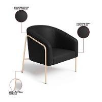 Poltrona Sala Industrial Alta Champanhe Stella Sintético Pu D03 - D'rossi Cor Preto - 2