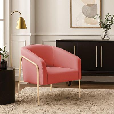 Poltrona Stella Suede Industrial Alta Champanhe Rosê D'Rossi