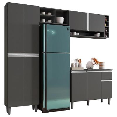 Cozinha Modulada Completa Vanessa 5 Peças 230cm Cinza Escuro - Abmaza