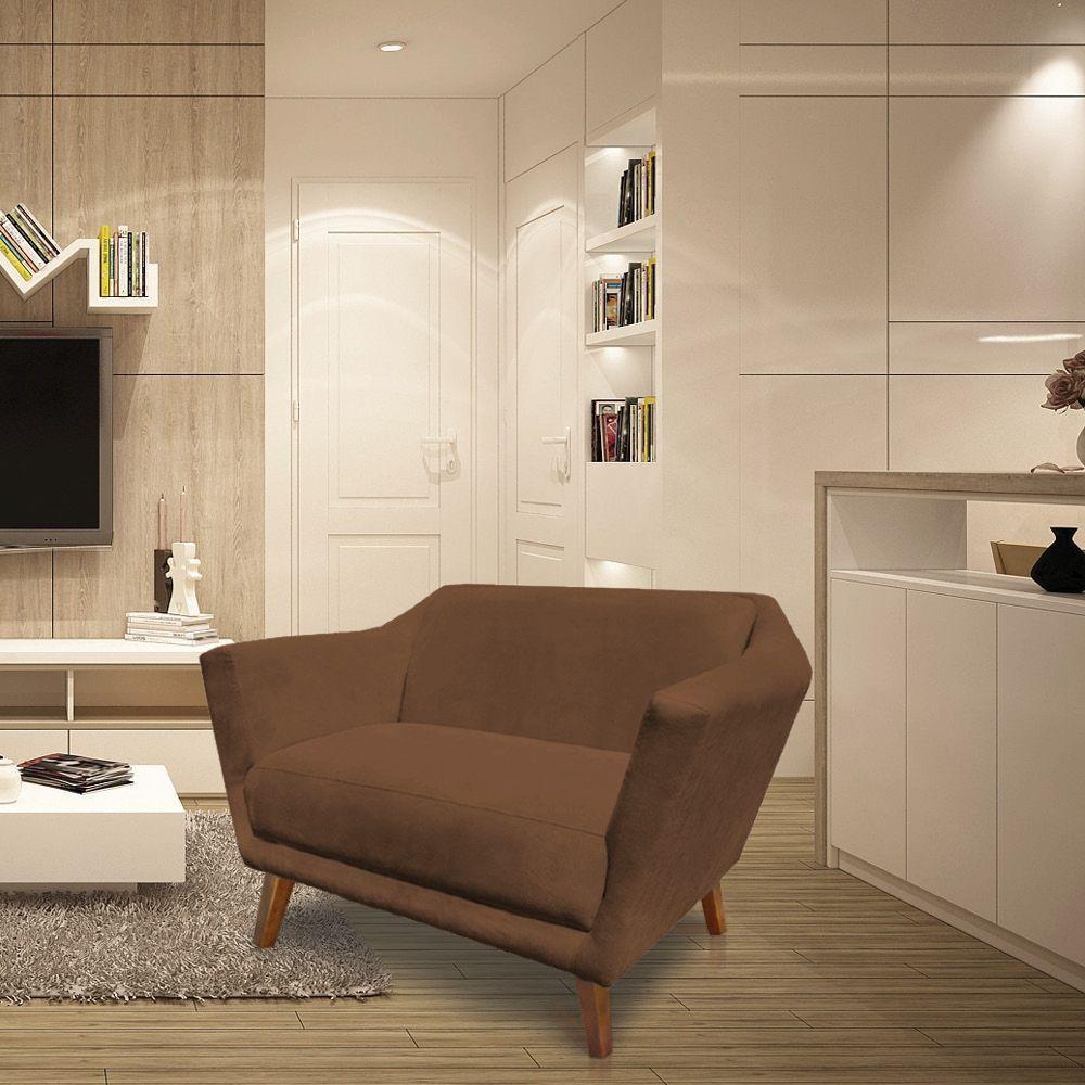 Namoradeira Lorena Suede Pés Castanho Marrom - 2