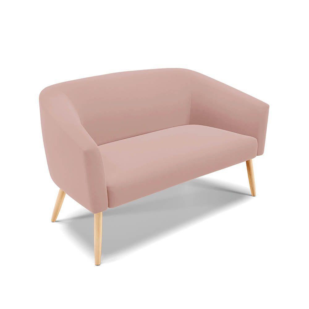 Namoradeira 02 Lugares Stella Veludo Rosê Pés Palito Natural D03 - D'rossi - 2