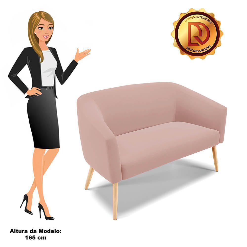 Namoradeira 02 Lugares Stella Veludo Rosê Pés Palito Natural D03 - D'rossi - 8