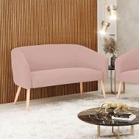 Namoradeira 02 Lugares Stella Veludo Rosê Pés Palito Natural D03 - D'rossi - 1