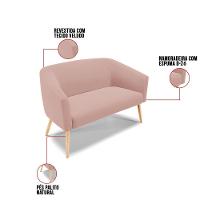 Namoradeira 02 Lugares Stella Veludo Rosê Pés Palito Natural D03 - D'rossi - 3