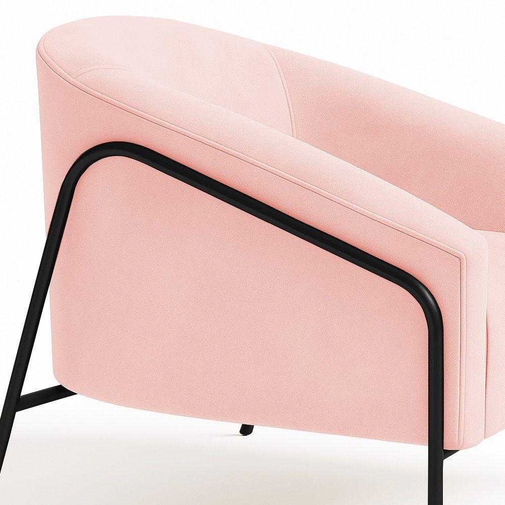 Poltrona Sala Industrial Alta Preto Stella Suede D03 - D'rossi Cor Rosa Bebê - 7
