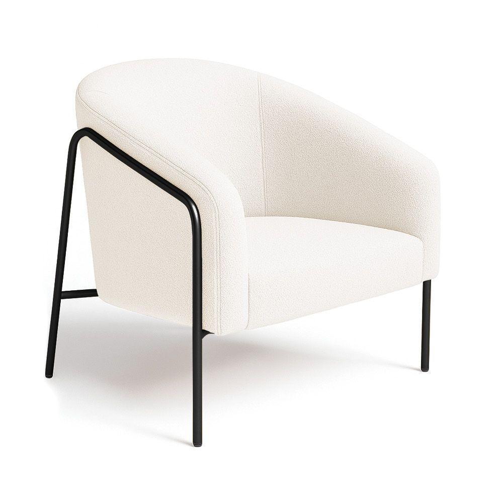 Poltrona Sala Industrial Alta Preto Kit 2 Stella Bouclê D03 - D'rossi Cor Off White - 5