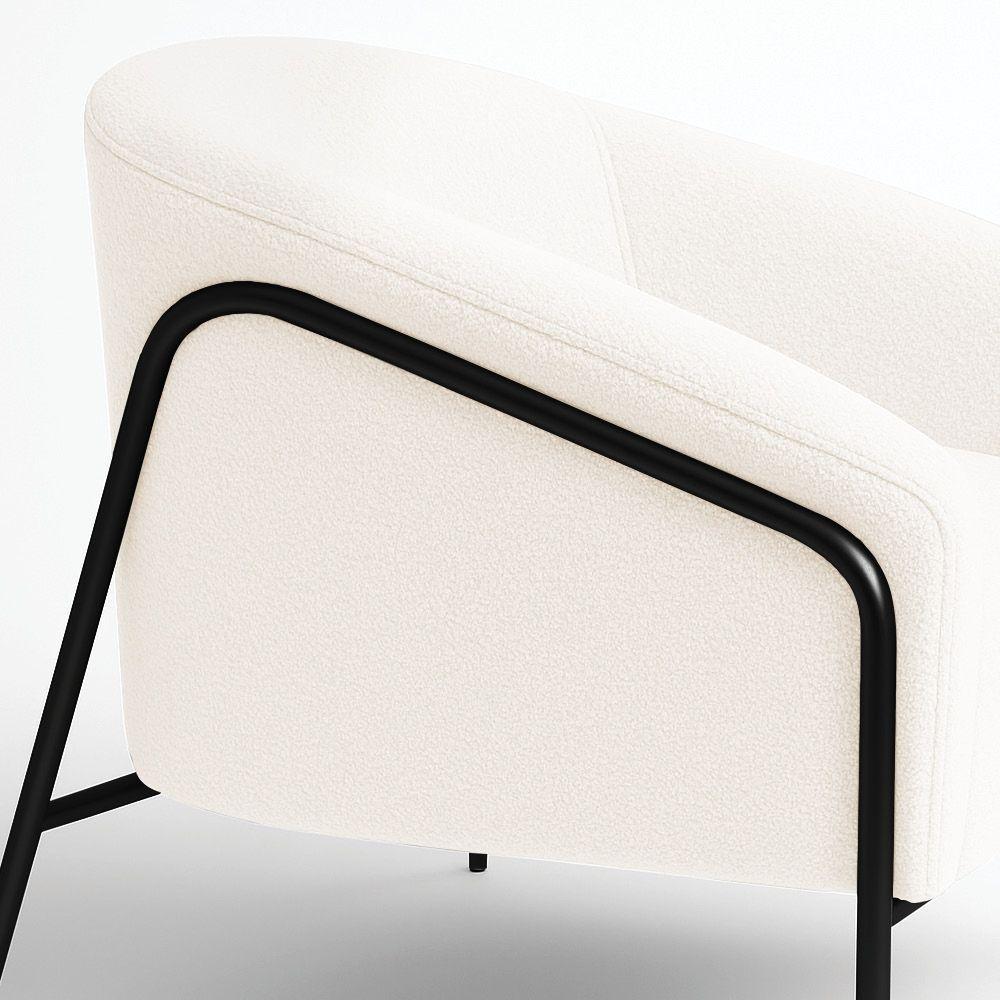 Poltrona Sala Industrial Alta Preto Kit 2 Stella Bouclê D03 - D'rossi Cor Off White - 8