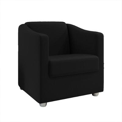 Poltrona Decorativa Tilla Suede Pés Cromado Preto