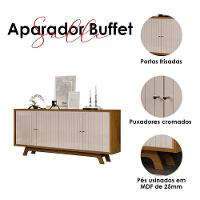 Painel Para Tv Nando E Aparador Buffet Salle Freijó Off White – Dj Móveis - 5