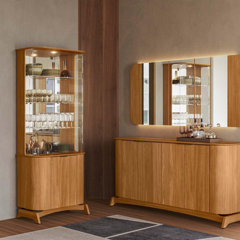 Cristaleira Para Sala De Jantar Com Portas Em Vidro Serena Ypê - New Ceval - 2